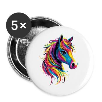 Balade à poney Poney Cavalier Poulain Équitation Ferme à poneys - Lot de 5 petits badges (25 mm) - blanc - Devant