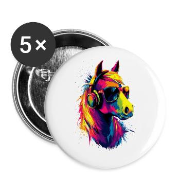 Balade à poney Poney Cavalier Poulain Équitation Ferme à poneys - Lot de 5 petits badges (25 mm) - blanc - Devant