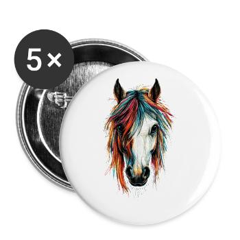 Balade à poney Poney Cavalier Poulain Équitation Ferme à poneys - Lot de 5 petits badges (25 mm) - blanc - Devant