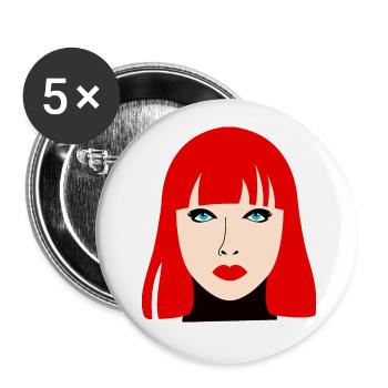 Femme rousse aux yeux bleus - Lot de 5 petits badges (25 mm) - blanc - Devant