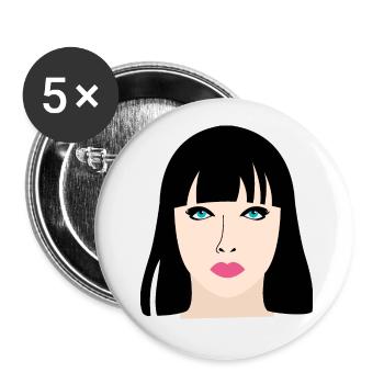 Manga Doll Gift - Buttons small 1''/25 mm (5-pack) - white - Front