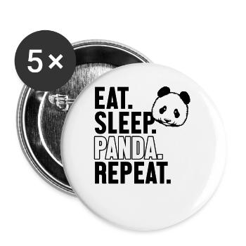 Manger Dormir Panda Répéter Panda Ours Ami Géant - Lot de 5 petits badges (25 mm) - blanc - Devant