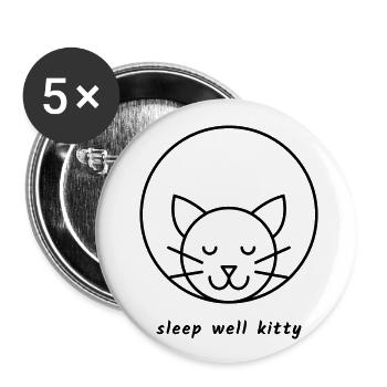 Sleep well kitty - Buttons klein 25 mm (5er Pack) - Weiß - Vorne
