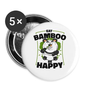 Manger Bambou Être Heureux Panda Ours Ami Amant Géant - Lot de 5 petits badges (25 mm) - blanc - Devant