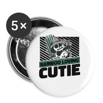 Bambou Aimant Cutie Panda Ours Ami Panda Géant - Lot de 5 petits badges (25 mm) - blanc - Devant