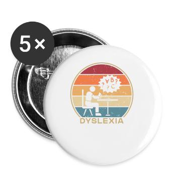 Retro Apraxia Dyslexia Articulation Disorder - Buttons small 1''/25 mm (5-pack) - white - Front