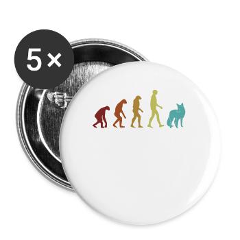 Fuchs Evolution Rotfuchs Canidae Caninae Fuchs Liebhaber - Buttons klein 25 mm (5er Pack) - Weiß - Vorne