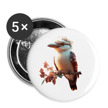 Kookaburra Hunter lit Hans Sweet Bird en riant - Lot de 5 petits badges (25 mm) - blanc - Devant
