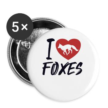 Ich liebe Füchse Rotfuchs Canidae Caninae Fuchs Liebhaber Fuchs - Buttons klein 25 mm (5er Pack) - Weiß - Vorne
