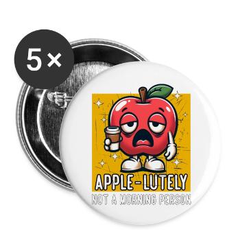APPLE-LUTELY N’EST PAS UNE PERSONNE MATINALE - Lot de 5 petits badges (25 mm) - blanc - Devant