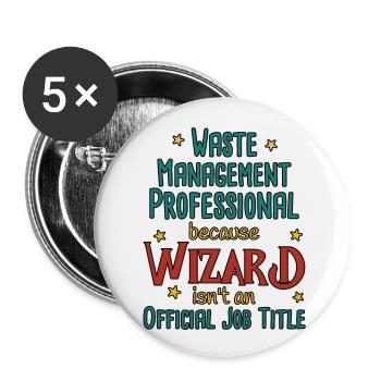 Assistant professionnel de la gestion des déchets - Lot de 5 petits badges (25 mm) - blanc - Devant
