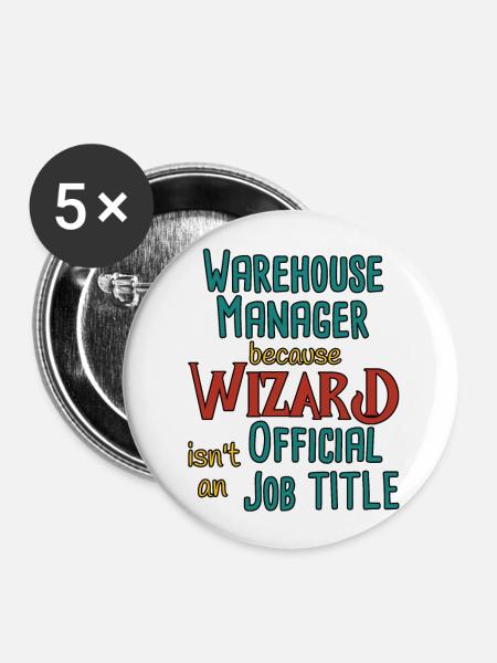 Warehouse Manager Wizard - Buttons klein 25 mm (5er Pack) - Weiß