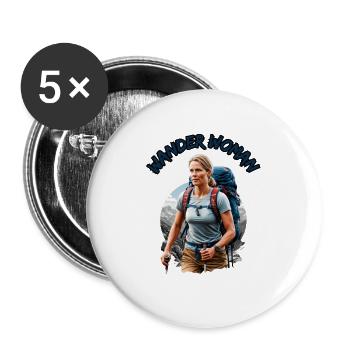 Wander Woman - Frauen Bergsteigen Wandern - Buttons klein 25 mm (5er Pack) - Weiß - Vorne