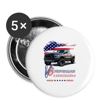 Pick Up Truck - Leistung & Unzerstörbar - Pick Up - Buttons klein 25 mm (5er Pack) - Weiß - Vorne