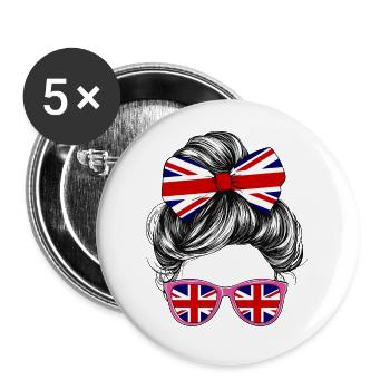 United Kingdom UK Flag Woman Sunglasses - Buttons small 1''/25 mm (5-pack) - white - Front