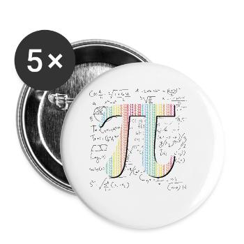 Apprenez le nombre Pi coloré pour le Pi Day - Lot de 5 petits badges (25 mm) - blanc - Devant
