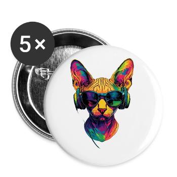 Savannah Katze Cat Mama Süße Serval Leopard Katzen - Buttons klein 25 mm (5er Pack) - Weiß - Vorne