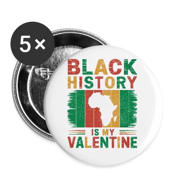L’histoire des Noirs, c’est mon humour fier de la Saint-Valentin - Lot de 5 petits badges (25 mm) - blanc - Devant