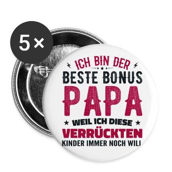 Bonus papa Beau-père Cadeau papa bonus papa - Lot de 5 petits badges (25 mm) - blanc - Devant