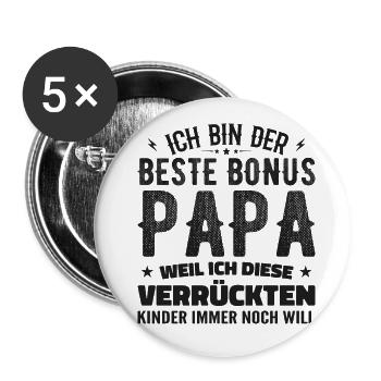 Bonus papa Beau-père Cadeau papa bonus papa - Lot de 5 petits badges (25 mm) - blanc - Devant