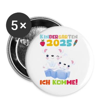 Kindergarten 2025 Kids Gift Kita 2025 Decoration - Buttons small 1''/25 mm (5-pack) - white - Front
