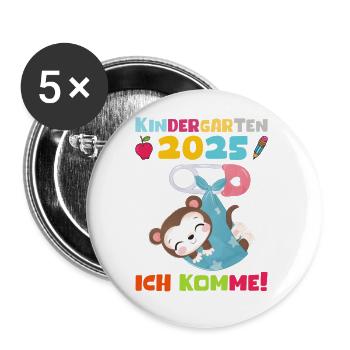 Kindergarten 2025 Kids Gift Kita 2025 Decoration - Buttons small 1''/25 mm (5-pack) - white - Front