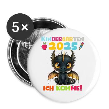 Kindergarten 2025 Kids Gift Kita 2025 Decoration - Buttons small 1''/25 mm (5-pack) - white - Front