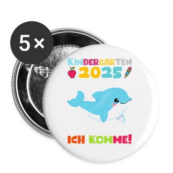 Kindergarten 2025 Kids Gift Kita 2025 Decoration - Buttons small 1''/25 mm (5-pack) - white - Front