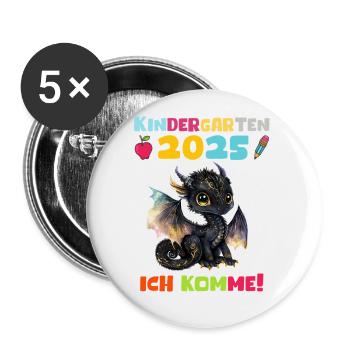 Kindergarten 2025 Kids Gift Kita 2025 Decoration - Buttons small 1''/25 mm (5-pack) - white - Front