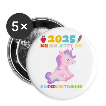 Kindergarten 2025 Girl Gift Kita 2025 Decoration - Buttons small 1''/25 mm (5-pack) - white - Front