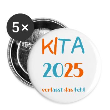Abschied Kindergarten 2025 Geschenk Mädchen Jungen - Buttons klein 25 mm (5er Pack) - Weiß - Vorne