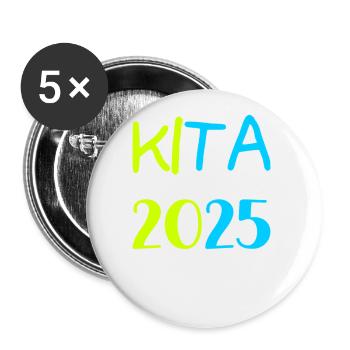 Abschied Kindergarten 2025 Geschenk Mädchen Jungen - Buttons klein 25 mm (5er Pack) - Weiß - Vorne