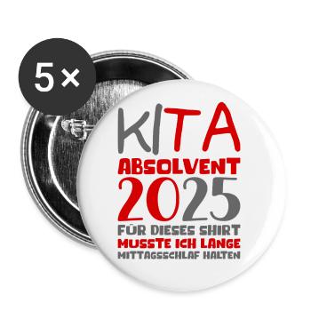 Abschied Kindergarten 2025 Geschenk Mädchen Jungen - Buttons klein 25 mm (5er Pack) - Weiß - Vorne