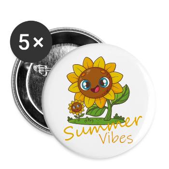 Summer Vibes - Flower Love - Buttons klein 25 mm (5er Pack) - Weiß - Vorne