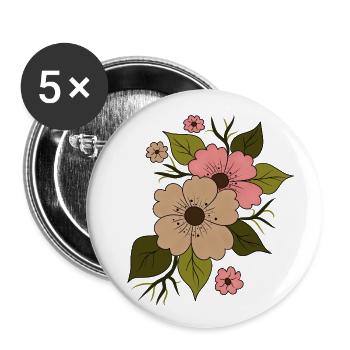 Blumige Blüte - Buttons klein 25 mm (5er Pack) - Weiß - Vorne
