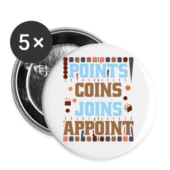 Backgammon Spiel - Buttons klein 25 mm (5er Pack) - Weiß - Vorne