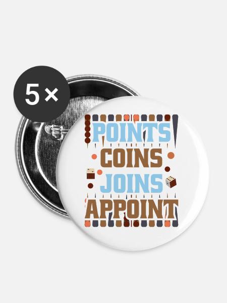 Backgammon Spiel - Buttons klein 25 mm (5er Pack) - Weiß
