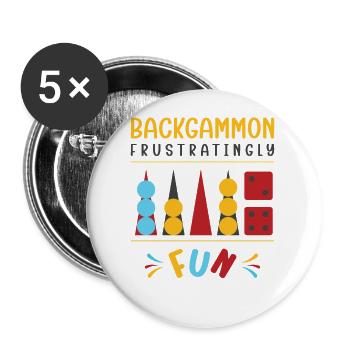 Backgammon Spiel - Buttons klein 25 mm (5er Pack) - Weiß - Vorne