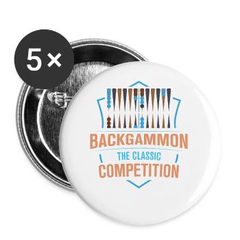 Backgammon Spiel - Buttons klein 25 mm (5er Pack) - Weiß - Vorne