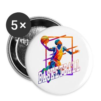 Basketball Basketballer Spieler Fan Vintage Retro - Buttons klein 25 mm (5er Pack) - Weiß - Vorne