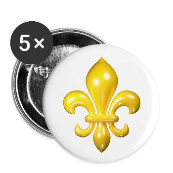 Yellow Fleur de Lys - Buttons small 1''/25 mm (5-pack) - white - Front