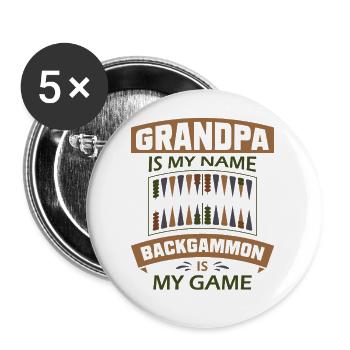Backgammon Spiel - Buttons klein 25 mm (5er Pack) - Weiß - Vorne