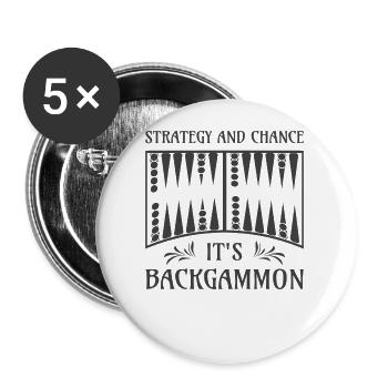 Backgammon Spiel - Buttons klein 25 mm (5er Pack) - Weiß - Vorne