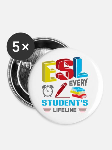 ESL-Lehrer ESL Unterricht - Buttons klein 25 mm (5er Pack) - Weiß