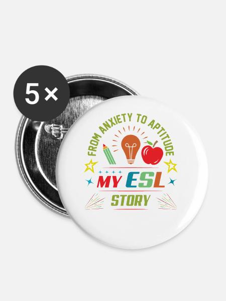 ESL-Lehrer ESL Unterricht - Buttons klein 25 mm (5er Pack) - Weiß