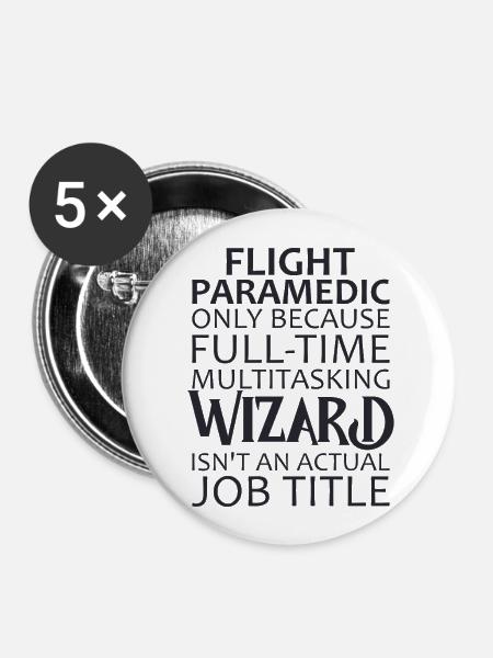 Flight Paramedic Wizard Luftrettung - Buttons klein 25 mm (5er Pack) - Weiß
