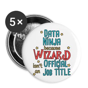 Data Ninja Wizard - Buttons klein 25 mm (5er Pack) - Weiß - Vorne