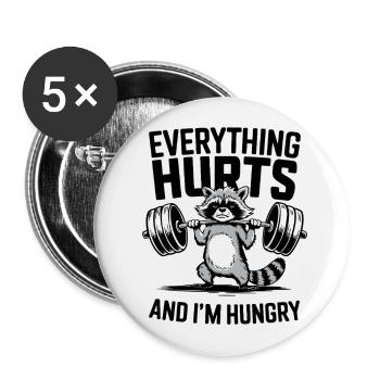 Fitness Gym Sport Haltérophilie - Tout fait mal - Lot de 5 petits badges (25 mm) - blanc - Devant