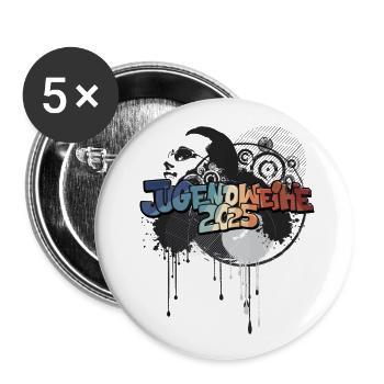Jugendweihe 2025 Jugendweiheshirt - Buttons klein 25 mm (5er Pack) - Weiß - Vorne
