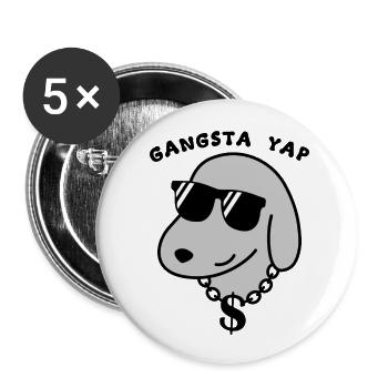 Gangsta Yap - Buttons klein 25 mm (5er Pack) - Weiß - Vorne